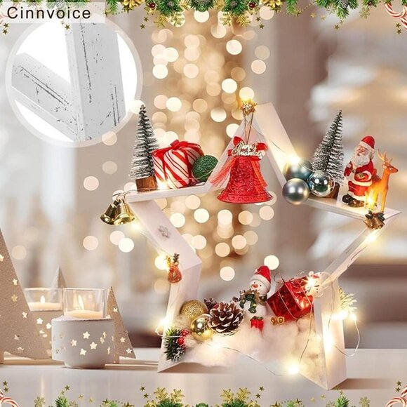 New 3 PCS Wooden Star Christmas Tabletop Decor Christmas Farmhouse Centerpiece - Picture 5 of 9